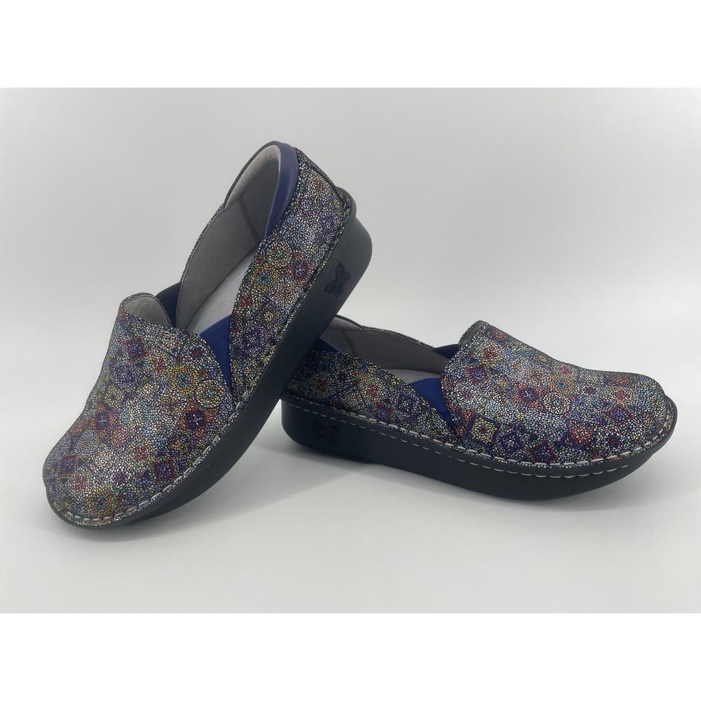 Alegria Debra Clogs Womens 40 Multi Color Mosaic Leather Slip On Professional